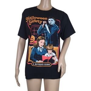 Halloween Unisex XS Black Michael Myers Graphic Print Halloween Safety TShirt